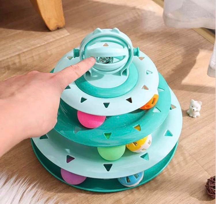 torre de tres pisos con pelotas para gatos torre de tres pisos con pelotas para gatos