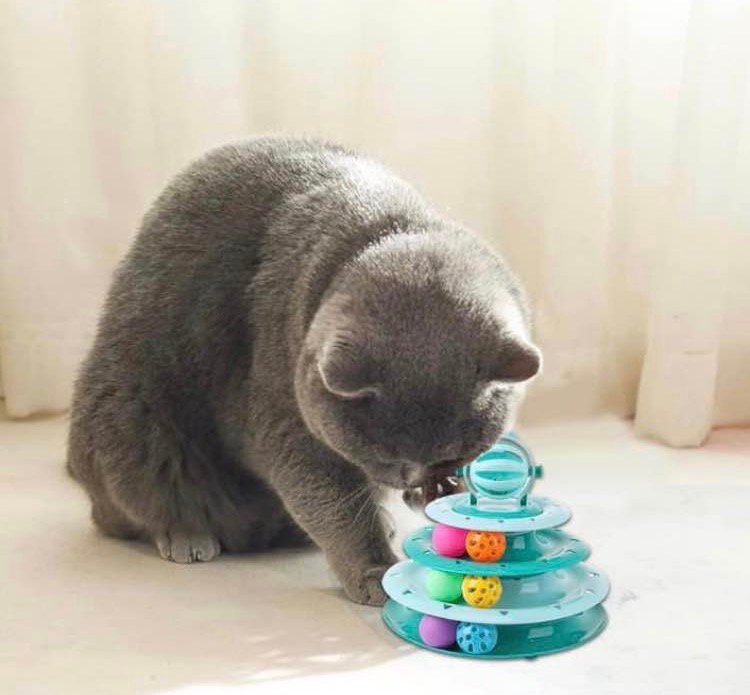 torre de tres pisos con pelotas para gatos torre de tres pisos con pelotas para gatos